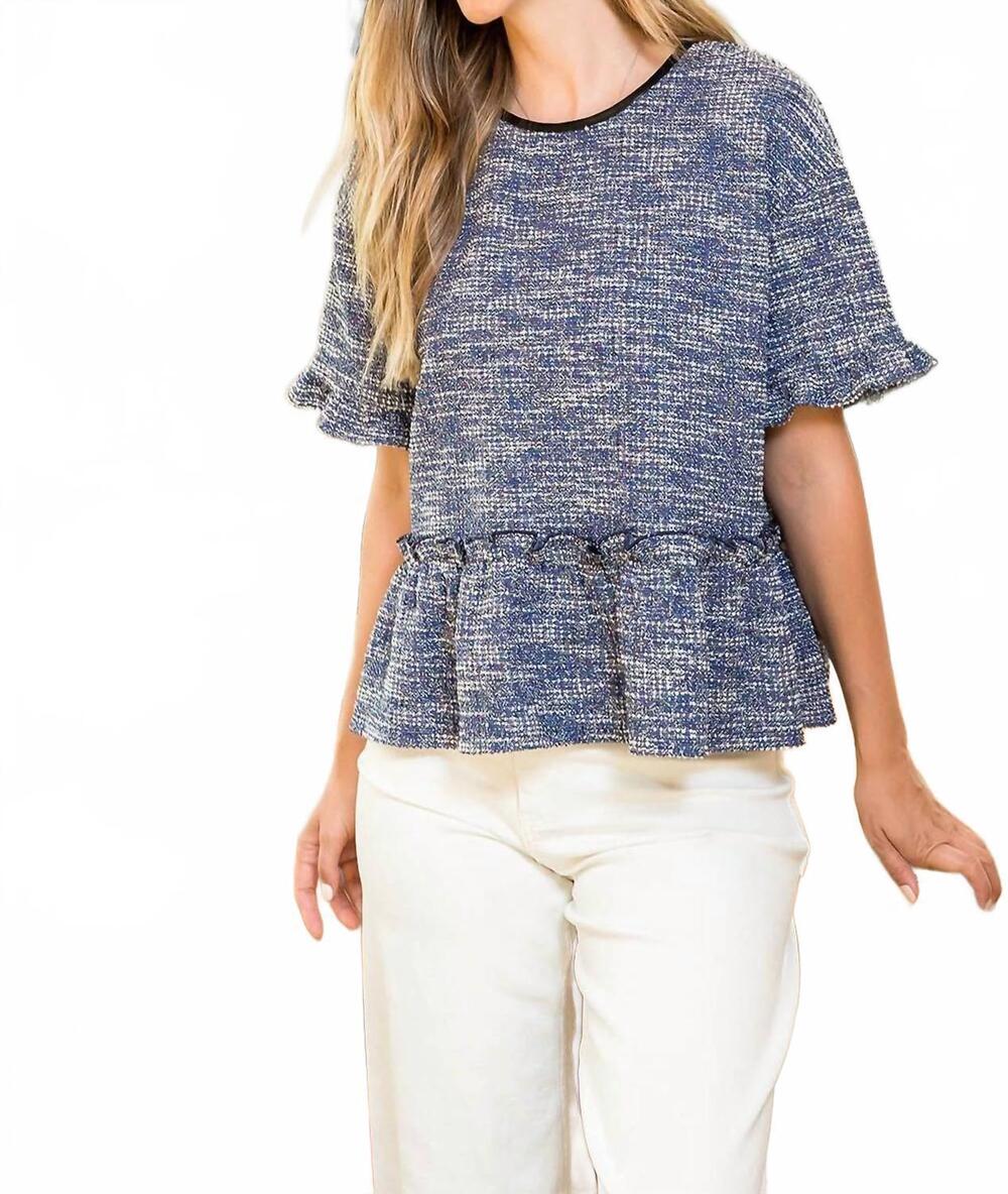 NEW THML babydoll tweed top in grey